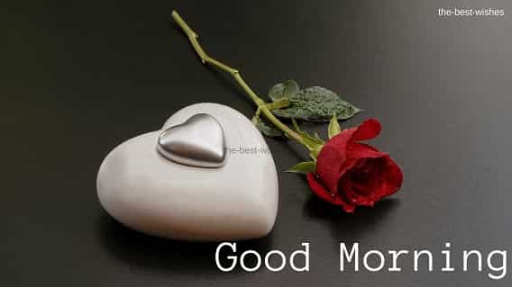 Good Morning Wishes With Red Rose and Heart Pictures