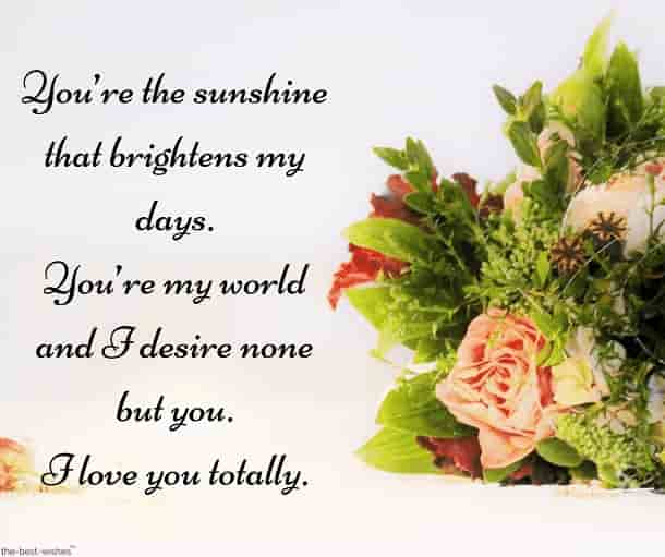 a sweet text message for him with bouquet