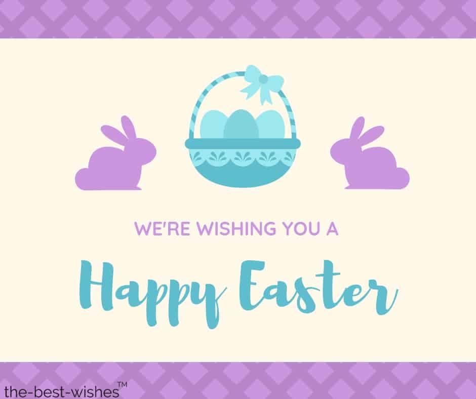 blue lavender eggs bunny easter wishes card