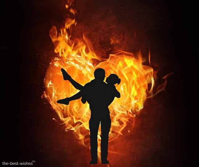 couple love romance image with burning heart