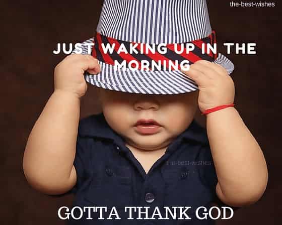 cute baby with hat good morning meme to her