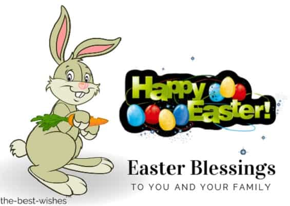 easter blessings card with bunny