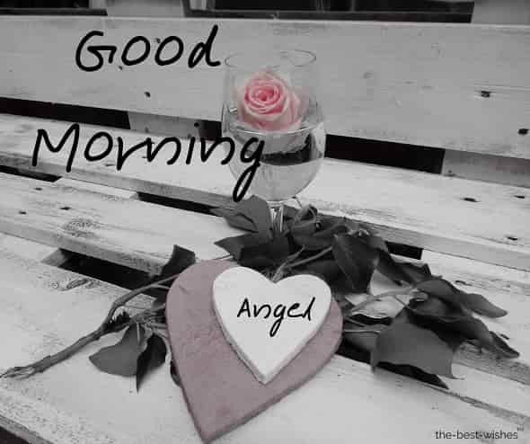 good morning angel with black and white image