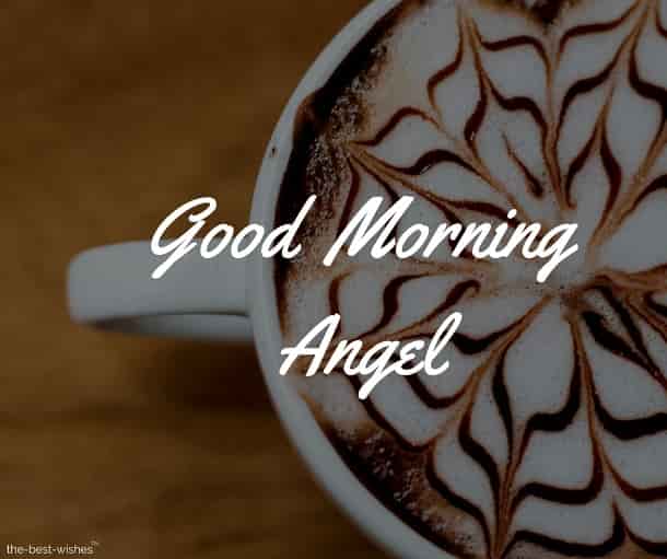 good morning angel with coffee