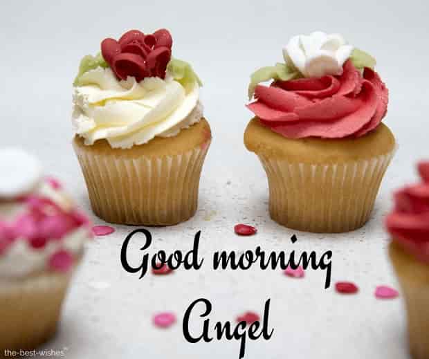 good morning angel with cupcake