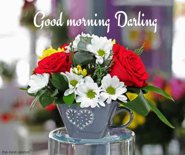 good morning darling with flowers