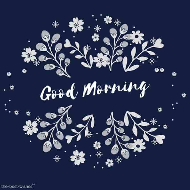 good morning greeting card flowers pattern blue