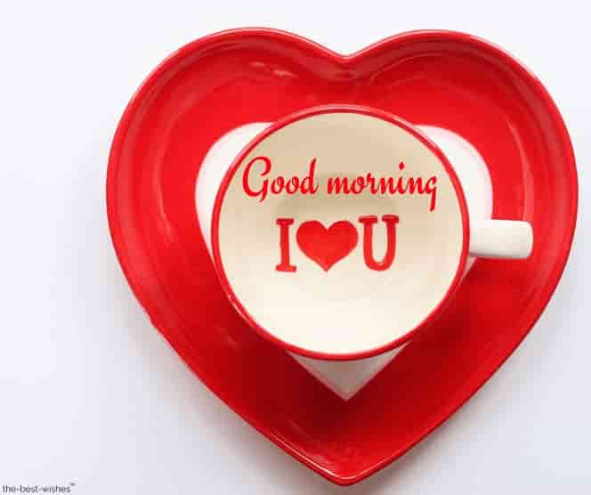 good morning i love you with heart shape cup