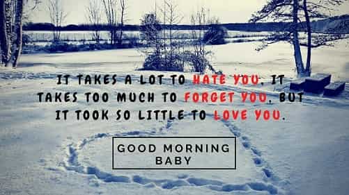 good morning love heart on snow