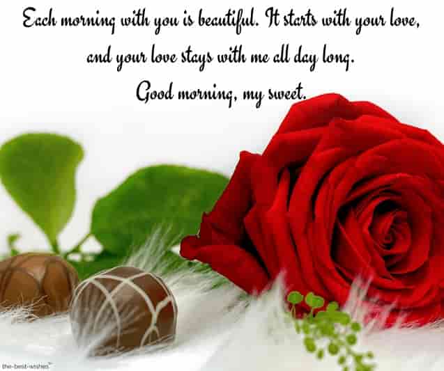 good morning messages for my love with red rose