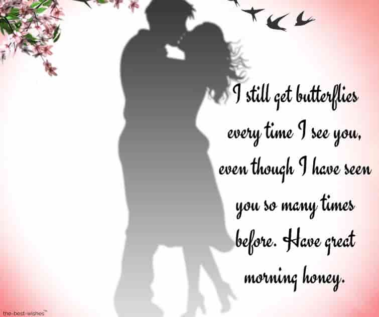 good morning messages to my love one with kissing couple image