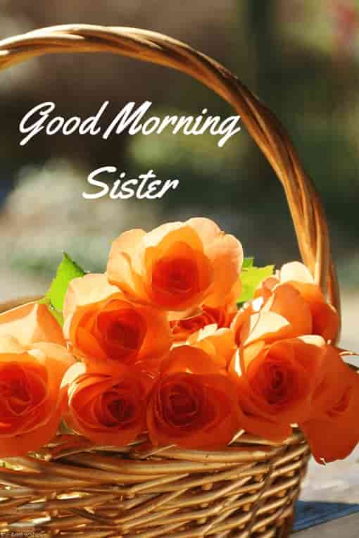 good morning sister with flowers