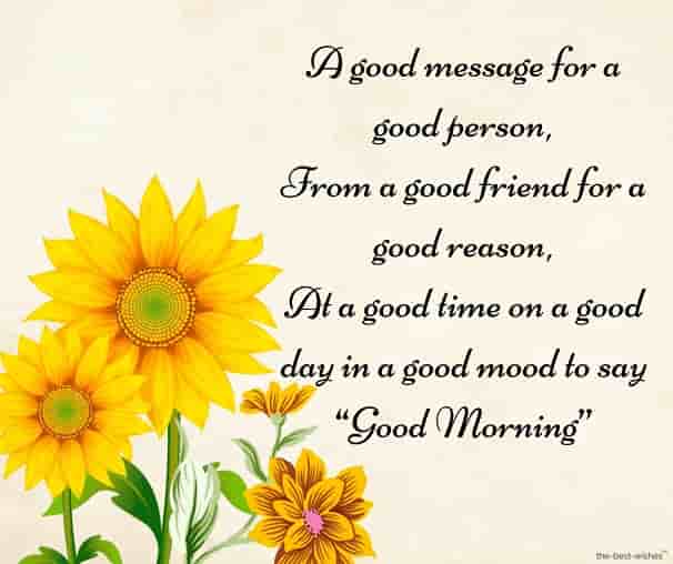 good morning sms for best friend with sunflower