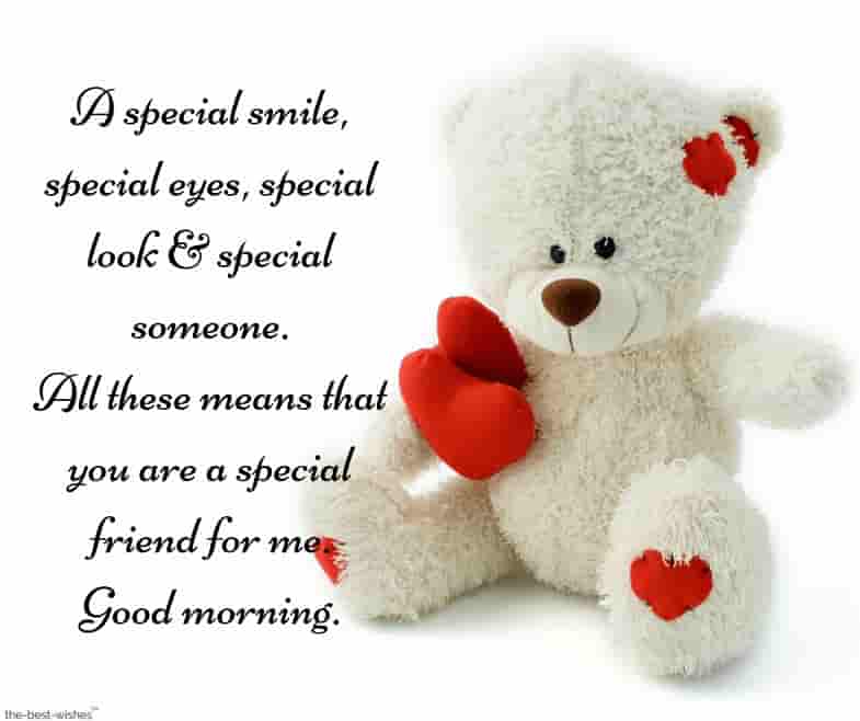 good morning sms for special friend with teddy bear