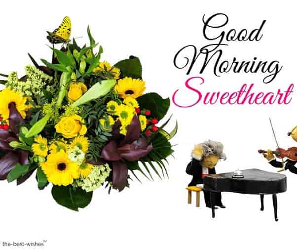 good morning sweetheart image with bouquet