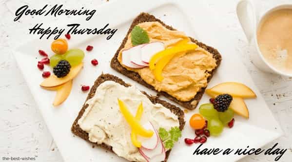 good morning thursday images with breakfast