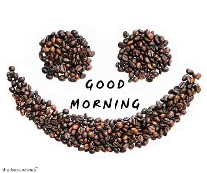 good morning with a coffee beans smiley background