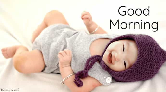good morning with a cute baby expression images