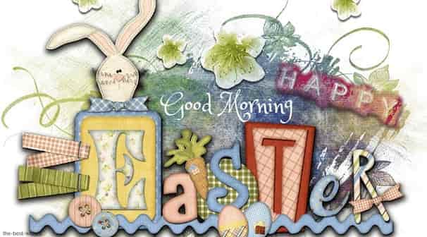 good morning with a easter greeting card