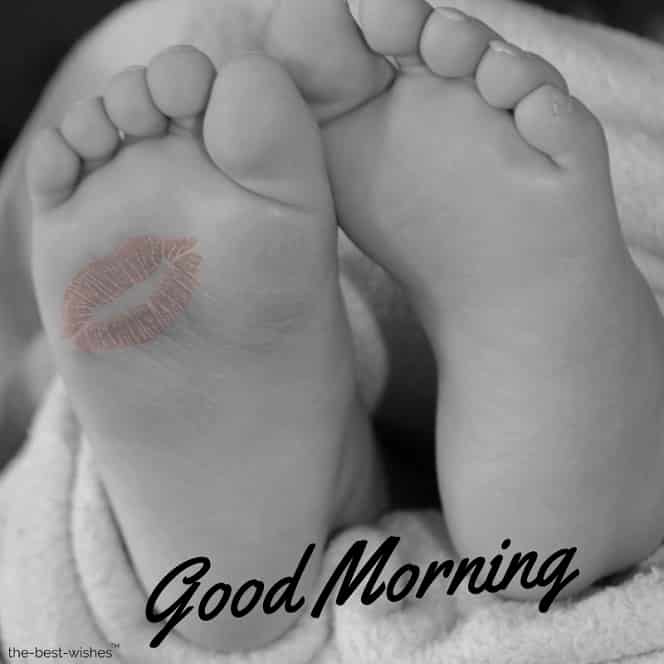 good morning with a feet baby kiss