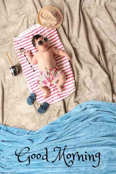 good morning with a stylish cute baby images