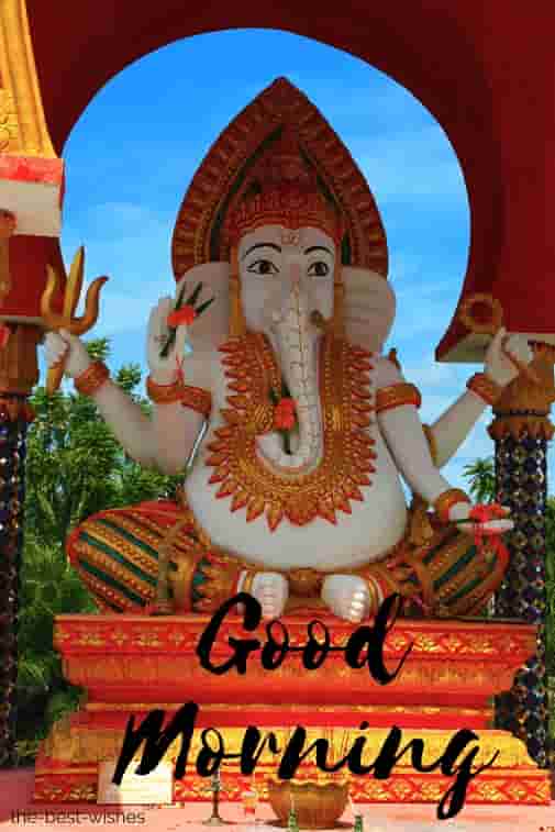 good morning with elephant god ganesh image