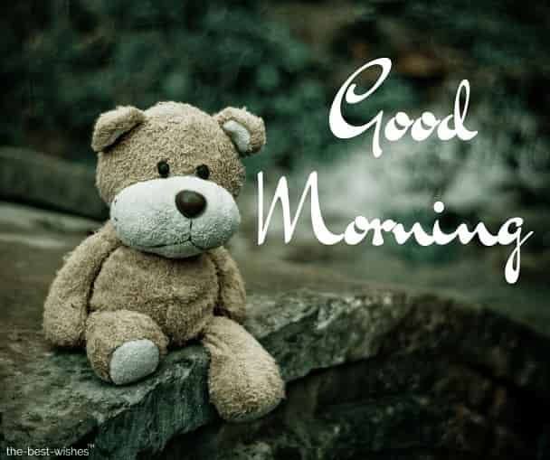 gud morning with sad teddy bear