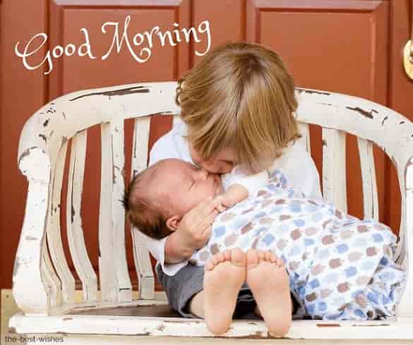 gud mrng with a cute baby kiss images hd