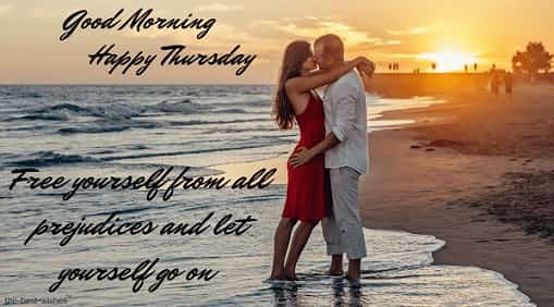 happy blessed thursday quotes with couple kiss