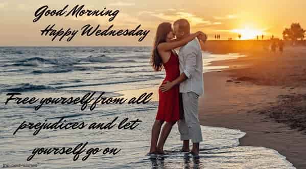 happy blessed wednesday quotes with couple kiss
