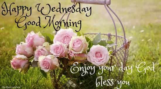 happy wednesday good morning with flowers basket