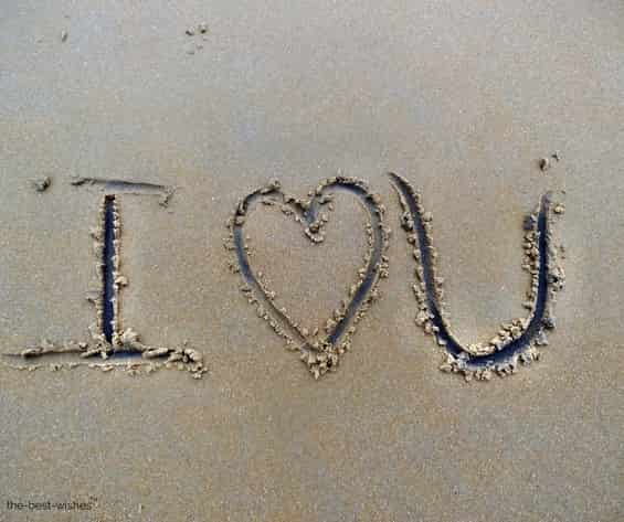 i love you on a sea sand