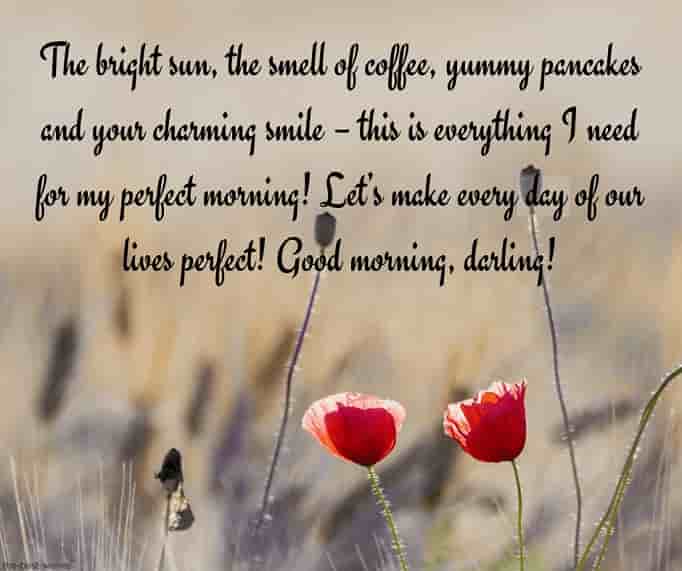 romantic good morning text message with beautiful field