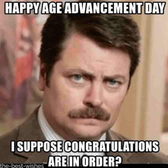 ron swanson funny happy age advancement day memes