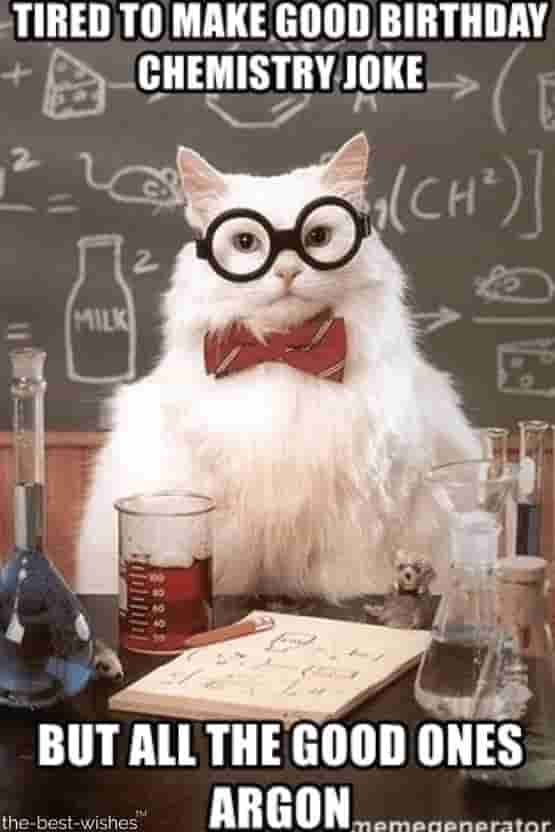 sarcastic chemistry cat happy birthday memes