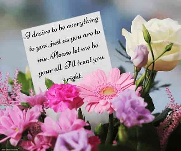 text message to crush with bouquet and card
