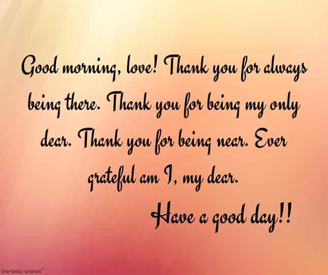 thank you morning message for him