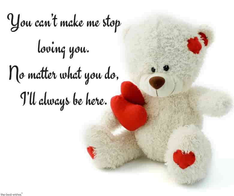 unconditional love message with teddy bear to her