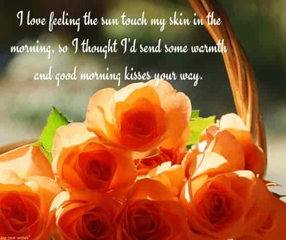 warm good morning messages for him with orange roses basket