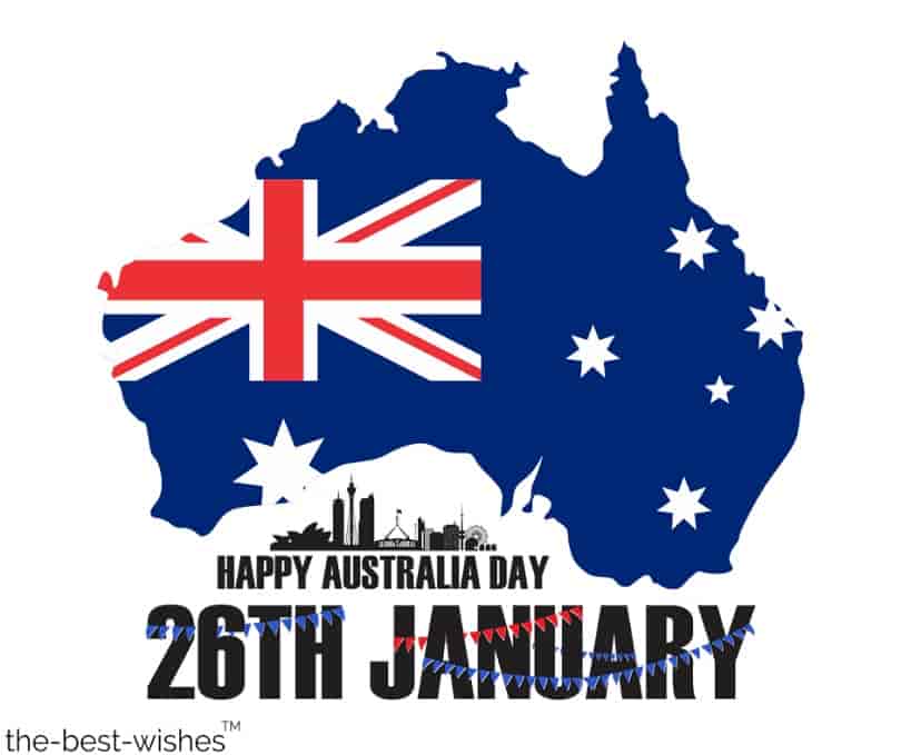 wish you a happy australia day with map